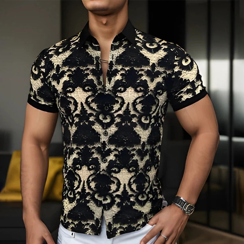 Men's Cooling Stretch Stand Collar 3D Floral Shirt - Image 4