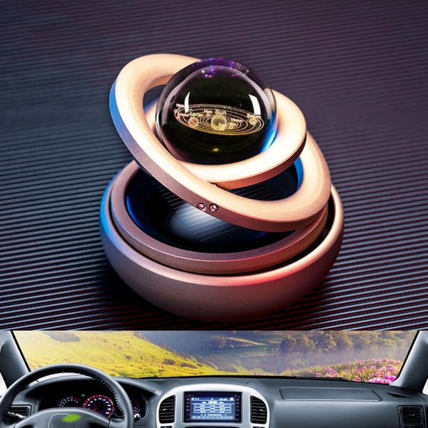 Solar Rotating Double Ring Suspension Car Aromatherapy Ornament - Image 14