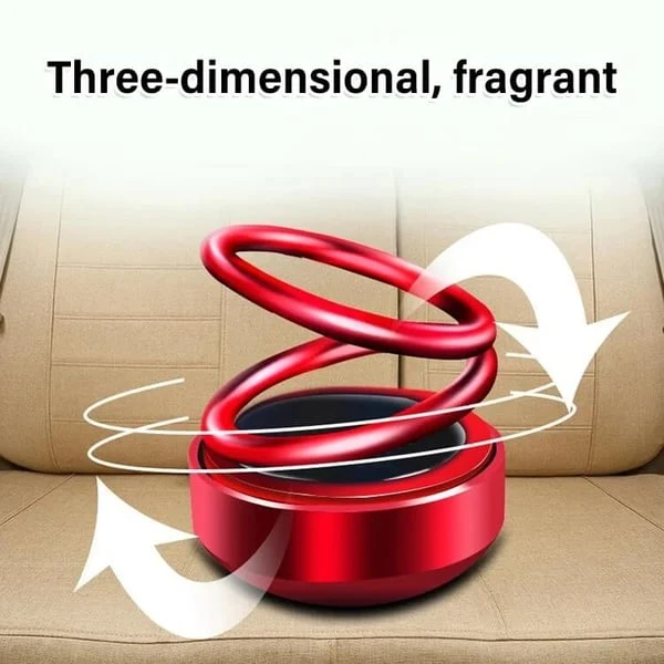 Solar Rotating Double Ring Suspension Car Aromatherapy Ornament - Image 3