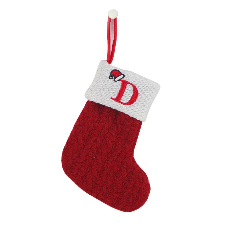 Cozy Knit Socks, Embroidered Candy Gift Bag, Letter Christmas Stocking - Perfect for the Little Ones! - Image 10