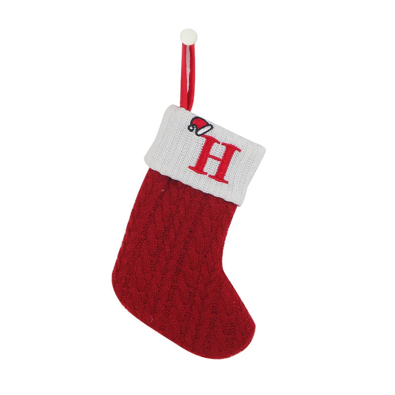 Cozy Knit Socks, Embroidered Candy Gift Bag, Letter Christmas Stocking - Perfect for the Little Ones! - Image 14