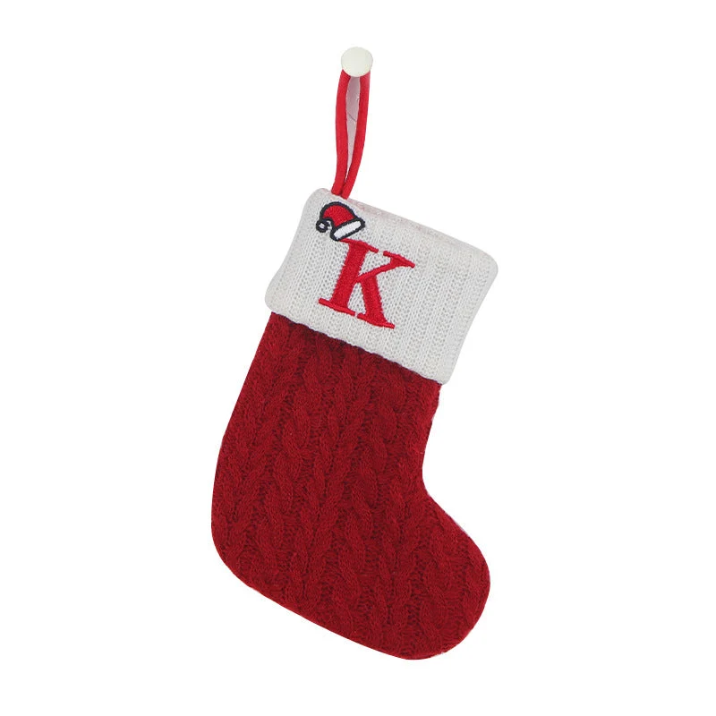 Cozy Knit Socks, Embroidered Candy Gift Bag, Letter Christmas Stocking - Perfect for the Little Ones! - Image 17