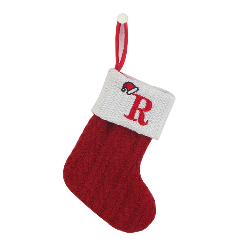 Cozy Knit Socks, Embroidered Candy Gift Bag, Letter Christmas Stocking - Perfect for the Little Ones! - Image 24