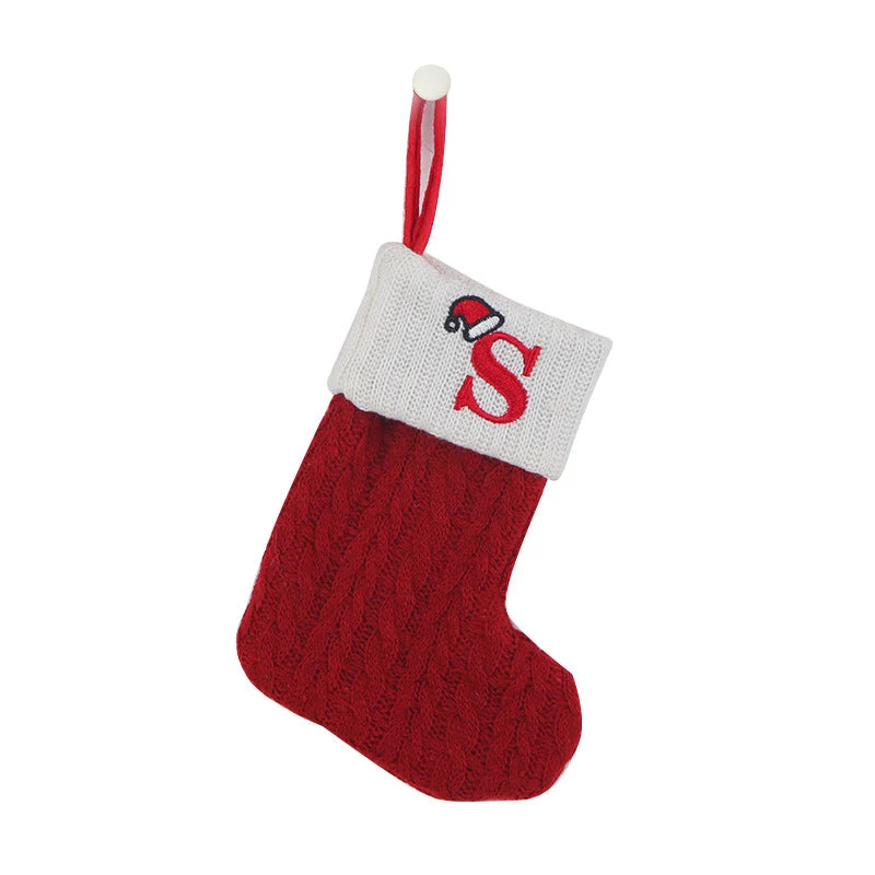 Cozy Knit Socks, Embroidered Candy Gift Bag, Letter Christmas Stocking - Perfect for the Little Ones! - Image 25