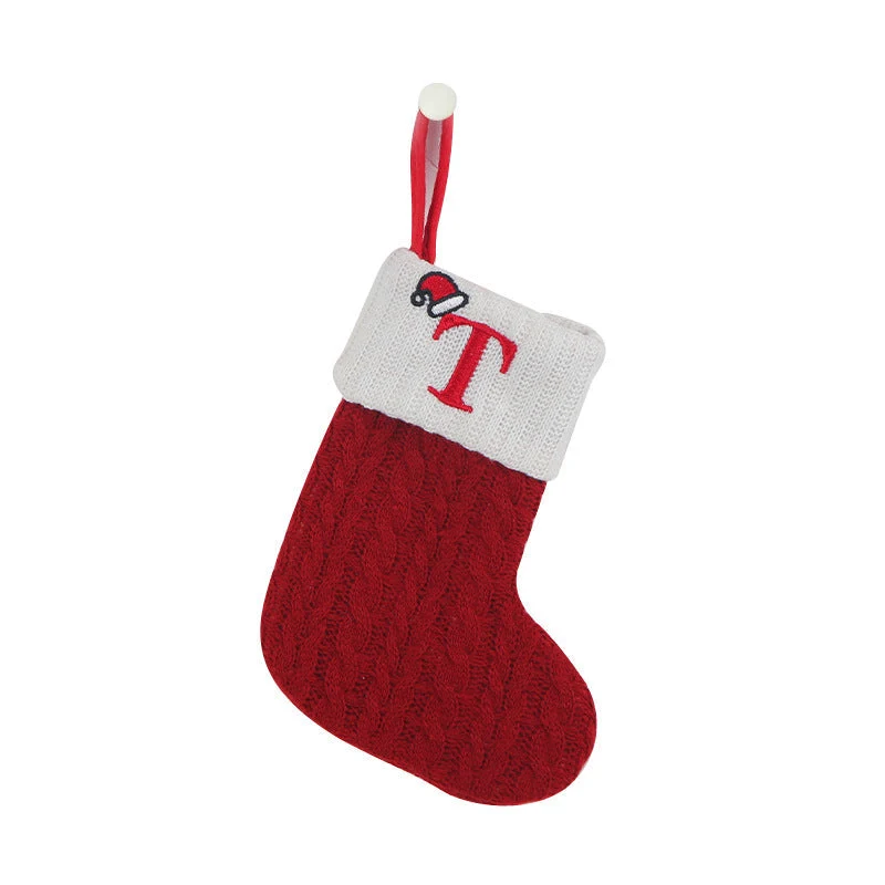 Cozy Knit Socks, Embroidered Candy Gift Bag, Letter Christmas Stocking - Perfect for the Little Ones! - Image 26