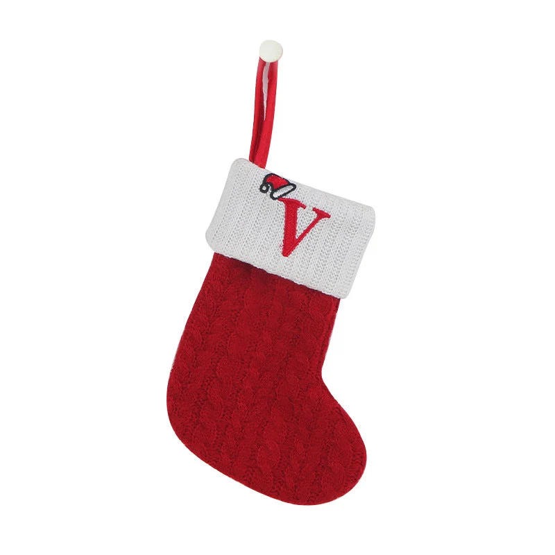 Cozy Knit Socks, Embroidered Candy Gift Bag, Letter Christmas Stocking - Perfect for the Little Ones! - Image 28