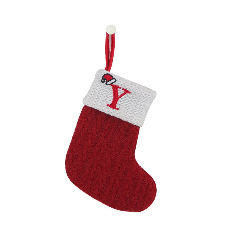 Cozy Knit Socks, Embroidered Candy Gift Bag, Letter Christmas Stocking - Perfect for the Little Ones! - Image 31