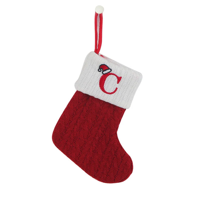 Cozy Knit Socks, Embroidered Candy Gift Bag, Letter Christmas Stocking - Perfect for the Little Ones! - Image 9