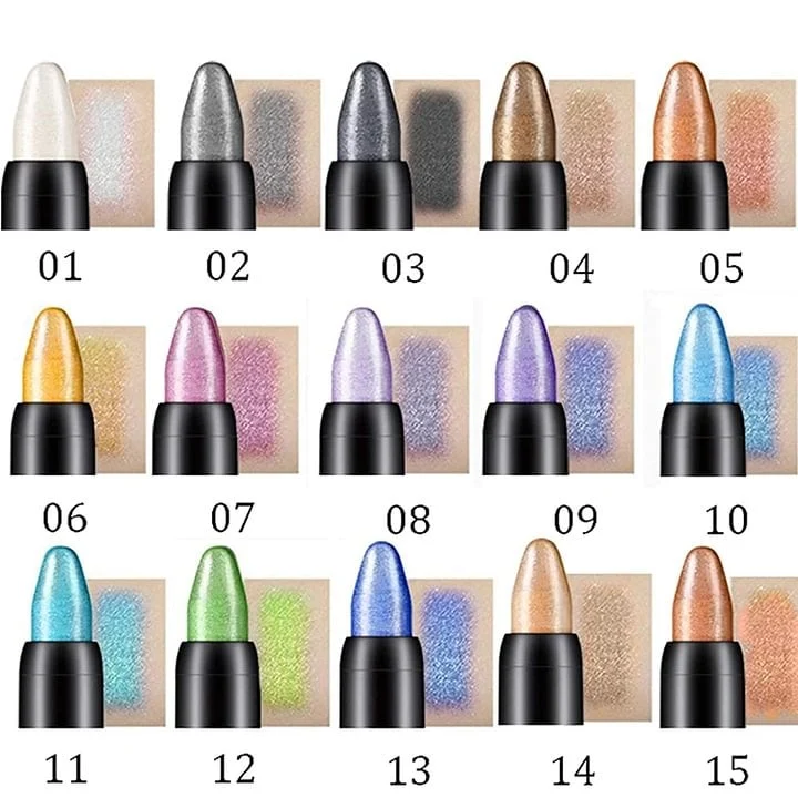 15 Color Highlighter Eyeshadow Pencil Waterproof Glitter Eye Shadow Eyeliner Pen - Image 4