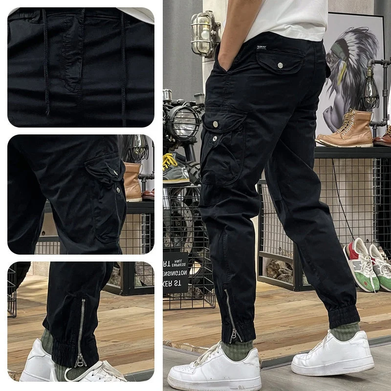 Men's Multi-Pockets Drawstring Elastic Waist Cargo Pants - Image 3
