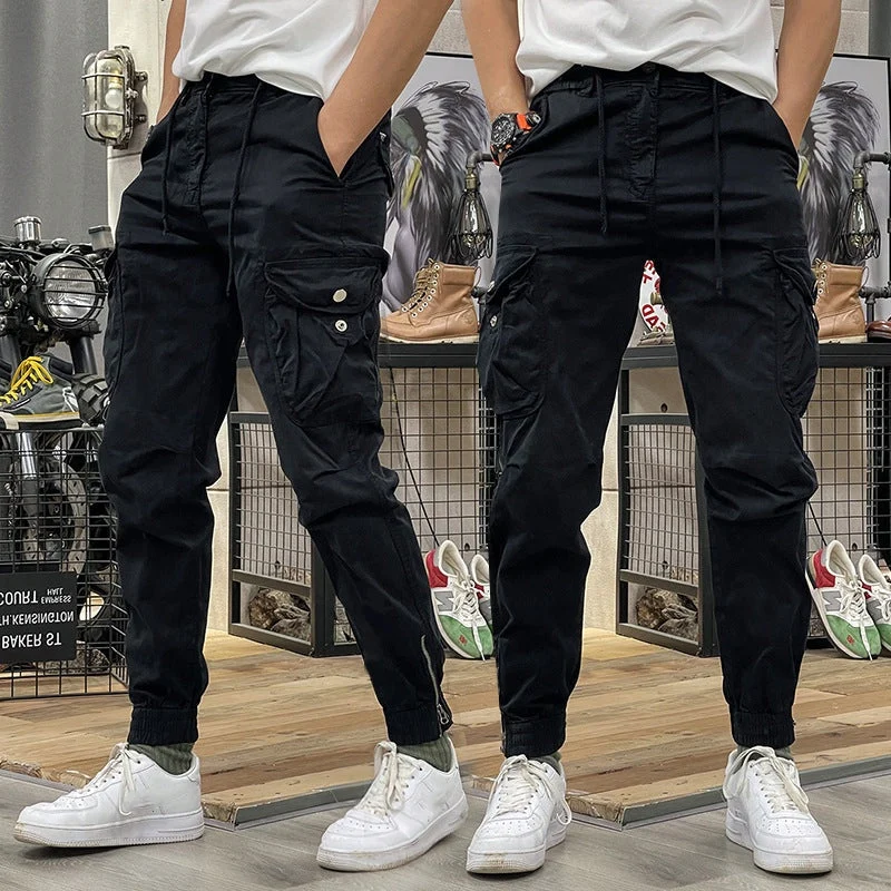 Men's Multi-Pockets Drawstring Elastic Waist Cargo Pants - Image 5