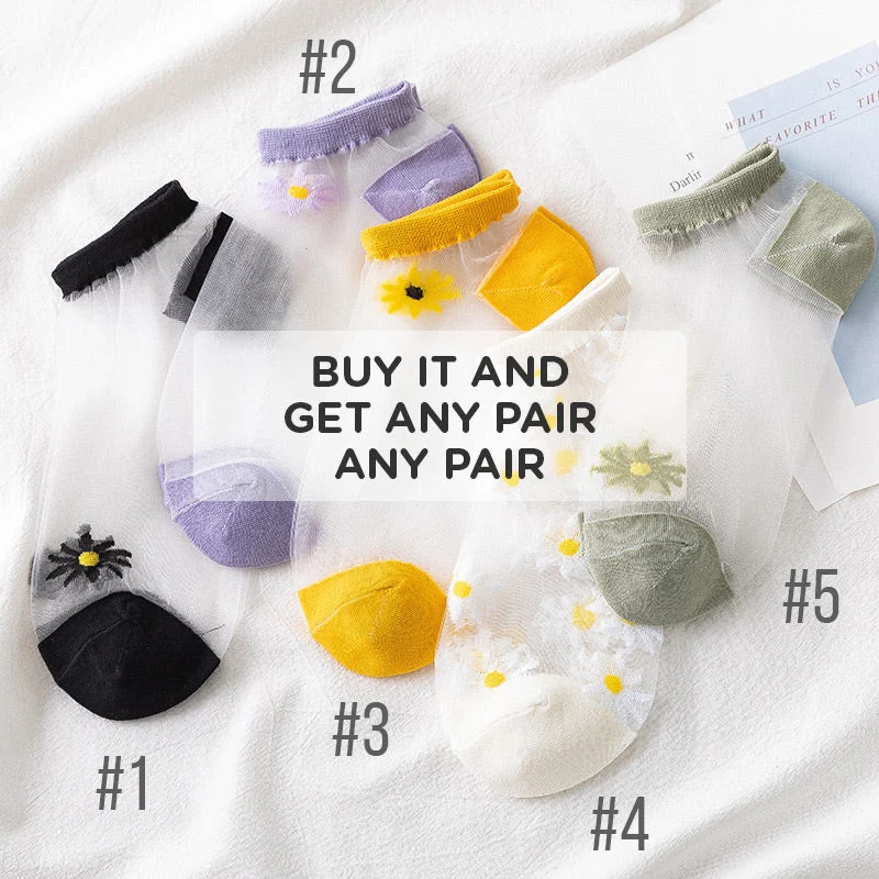 💥 Clearance special 💥 Summer breathable translucent daisy socks - Image 3