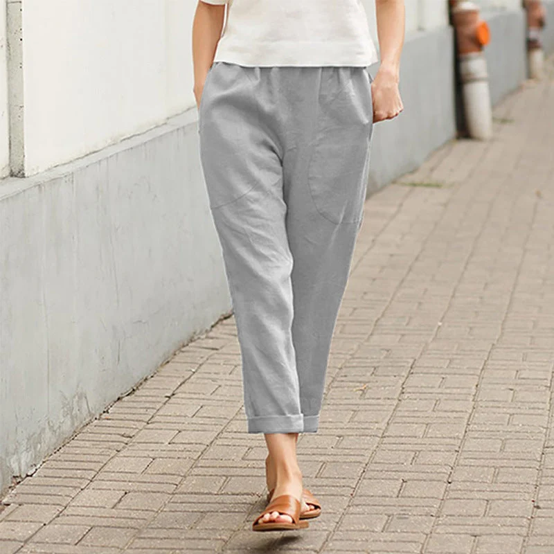 Linen-cotton women's large size loose pants - Image 5