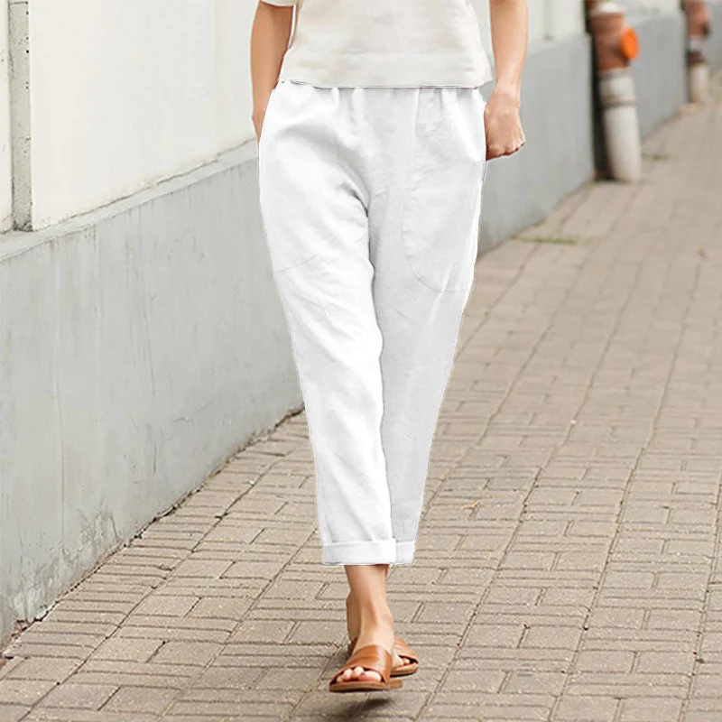Linen-cotton women's large size loose pants - Image 8